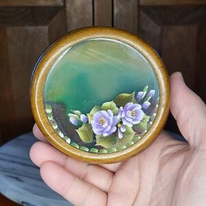 Handcrafted Wooden Trinket Box with Floral Design